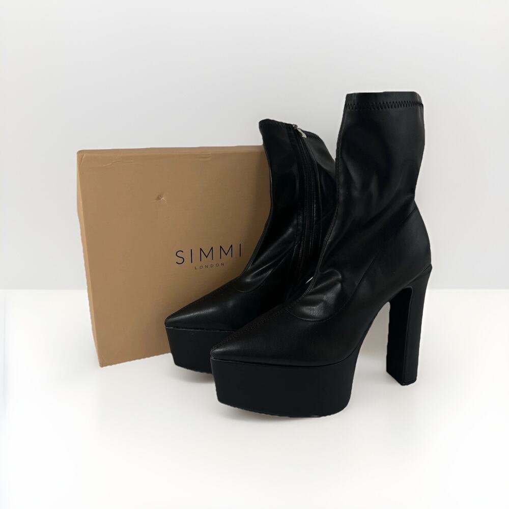 Simmi London Black Platform Sock Boots Size 9